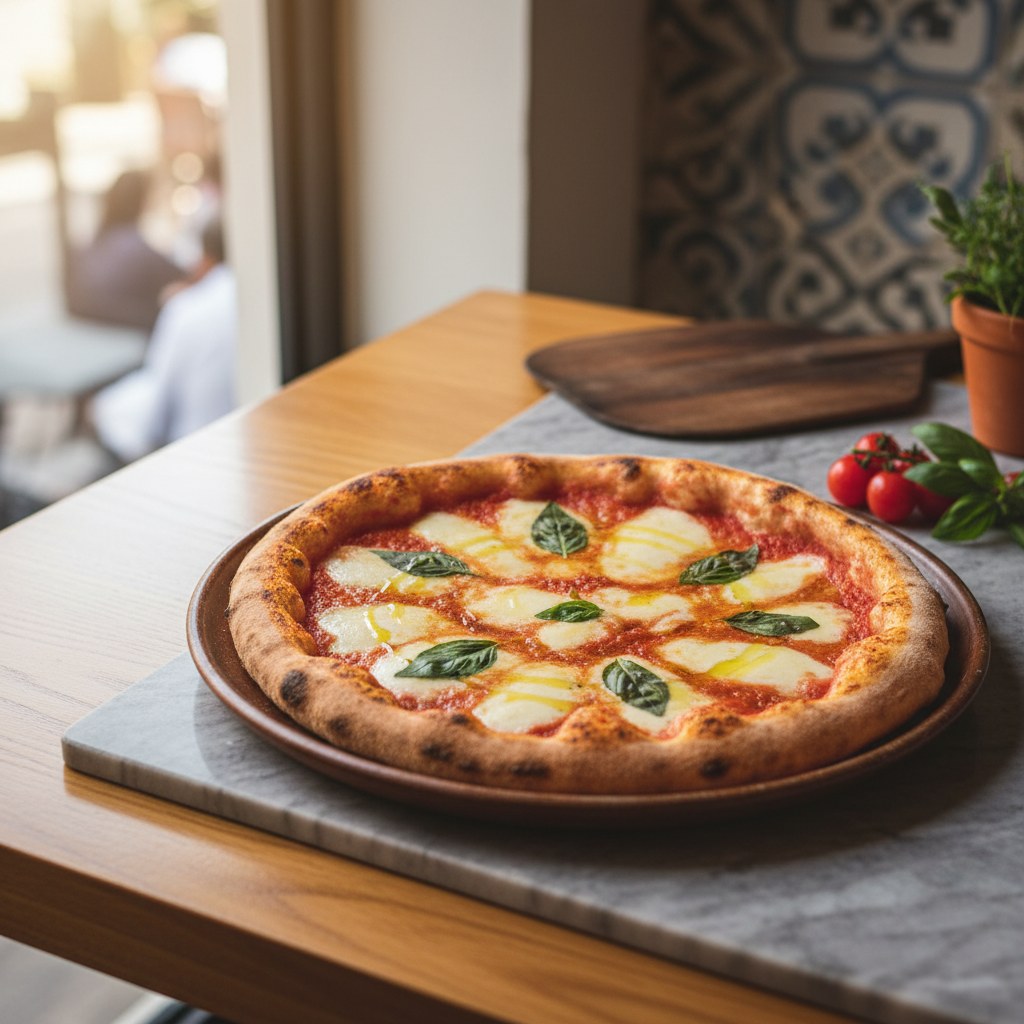 Wood-fired margherita at Pizzeria Vesuvio Barranquilla