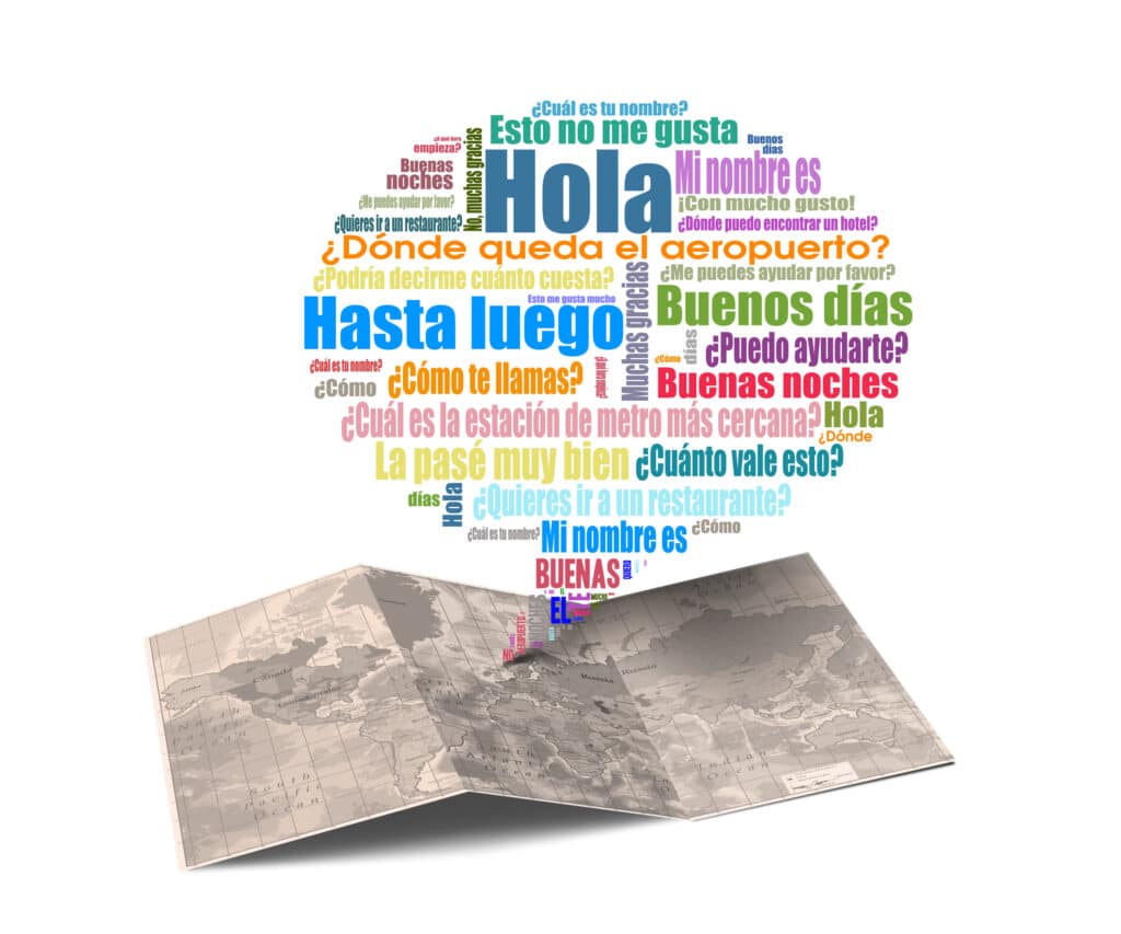 Spanish-language textbook and notes on a desk